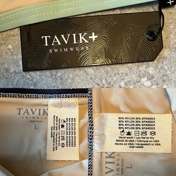 TAVIK Bikini Set Zepplin Top Jayden Bottom Color Block Tapioca Large NWT - Picture 7 of 12